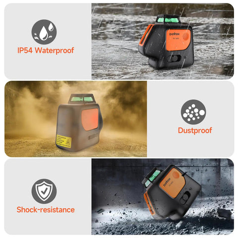 Plumb Dot Laser Level 360 Self Leveling For Fast Accurate Vertical Alignment In Walls Ceilings Pipes And Installations PV360G Pro Grade Tool With Precision Dots Easy Setup And Reliable Self Leveling Performance, IP54 waterproof dustproof shock-resistant laser level