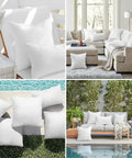 20x20 Inch Outdoor Pillow Inserts Set of 2 Waterproof Cushions for Patio Garden and Balcony, shown on outdoor furniture