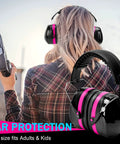 Woman at shooting range wearing All In One Ear Pro Earmuffs And Safety Glasses For Shooting Range Noise Reduction With Anti Fog Scratch Resistant Lenses Carrying Case Included Great For Long Sessions