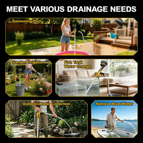 Heavy Duty Cordless Stick Transfer Pump Battery Powered For Tight Spots With 3 Section Detachable Tube used for garden irrigation and swimming pool.