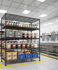 Five Tier Heavy Duty Wire Shelving Unit For Warehouse And Supermarket Built To Last 71 Inch Tall With Extra Shelf 25 Percent More Storage Sturdy Steel Construction Adjustable Shelves For Bulk Stock And Easy Organization, black wire rack in commercial kitchen