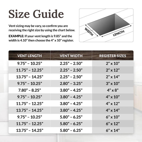 Oriental Style Floor Register 2x12 Inches Rubbed Bronze Finish Steel Decorative Grate For HVAC Ducts 8 Pack size guide chart