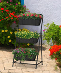 Space Saving 3 Tier Raised Garden Bed Vertical Planter With Drainage Holes And Removable Tray For Patio Balcony Porch Outdoor Herb Box