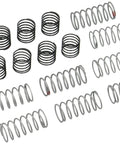 PowerStroke Front Shock Spring Assortment For RC Cars And Trucks, 12 Spring Set With Six Black Short Primary Springs And Six Silver Long Secondary Springs, Color Coded Stripes For Easy Rate ID, Front Shock Upgrade To Dial In Precision Tuning.