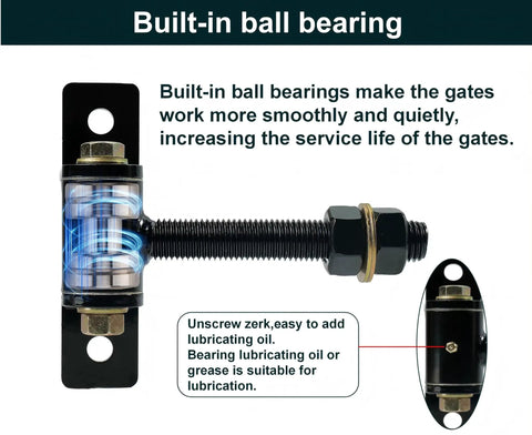 Heavy Duty T Bolt Gate Hinge 700 Lb Beefy Capacity With Built In Ball Bearing For Driveway Gates Farm Gates Barn Doors And Industrial Metal Gates Smooth Quiet Operation No Sagging, black steel ball-bearing hinge with grease zerk
