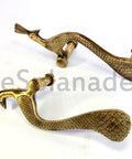 Peacock Shaped Brass Door Handle Pair 2-Piece Set, Dope Designer Embossed Carved Pulls for Interior Doors, 10 Inch Length