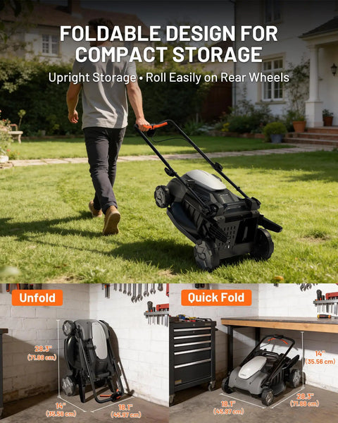 18 Inch 40V Brushless Cordless Lawn Mower With 6 Position Height Adjustment And Dual 5Ah Batteries Included For Lightweight Low Noise Yard Work That Is Easy To Maneuver And Delivers A Clean Cut, foldable upright storage