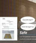 Top Shelf Six Pack Soundproof Wood Slat Wall Panels Featuring Badass Acoustic Dampening To Level Up Room Vibes And Muffle Street Noise Sleek Walnut Finish For Studios Or Home Offices, with test report on wall