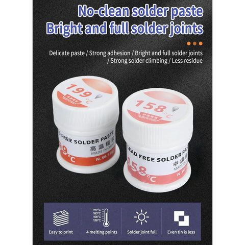 Non Corrosive Solder Paste For Electronics Repair 25 to 45 Micron Flux Particles Melts at 158 to 199 C Two Pack