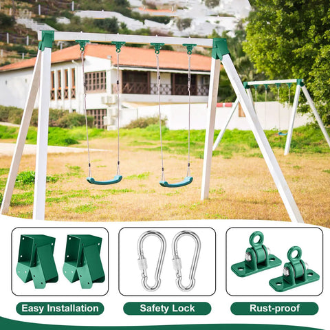 Heavy Duty A Frame Swing Set Bracket Kit With 2 Brackets 6 Swing Hangers Mounting Parts For 4x4 Posts And 4x6 Beams Green Steel Swing Set Hardware For Outdoor Backyard Playground