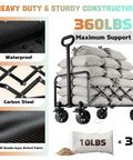 Heavy Duty Foldable Wagon Cart With 360lb Capacity All Terrain Portable Utility Cart On Wheels loaded with bags