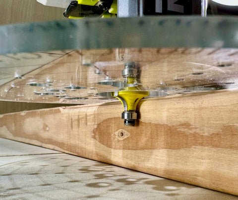 XL universal base plate converts your router for Porter Cable style bushings and doubles as a precision circle cutting guide in use