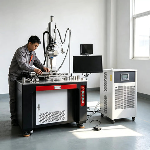 Portable Heavy Duty Handheld Welder With Automatic Wire Feeder And Digital Control Panel for precise metal fabrication.