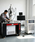 Portable Industrial Handheld Welder Machine With Automatic Wire Feeder For Commercial Metal Repair And Sheet Pipe Installation Built Tough Ready For The Floor in a workshop setting.