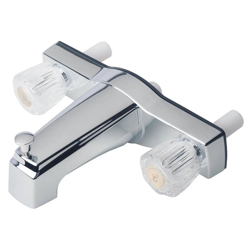 Two Handle Non Metallic 8 Inch Tub Shower Diverter With Shower Head Arm And Flange Chrome Finish for Mobile Homes close-up