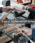 Straight Tool Rest Set For Wood Lathe With 9 12 Inch Tool Rests Interchangeable Five Eighth Inch And One Inch Stems in use