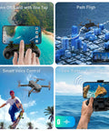 Foldable Kids Drone With 1080P HD FPV Camera Brushless Motors 2 Batteries app controls, voice control, and path flight features