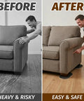 Eight Pack Heavy Duty Furniture Sliders For Carpet And Hardwood Flooring Featuring A Thick Cushioned Buffer That Keeps Your Setup Moving Slick And Silent When Shuffling Heavy Gear, shown under a couch.