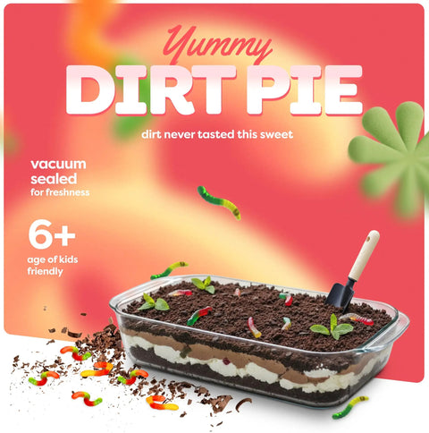 Dirt Pie Kids Baking Kit With Chocolate Cake Mix, Pre Measured Dry Ingredients, Chewy Gummy Worms, Easy Step By Step Instructions image