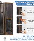 Outdoor Wall Light With Built In Outlet Dusk To Dawn Sensor Waterproof Porch Lantern No Fuss Easy Install GFCI outlet