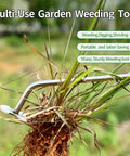 Stainless Steel Weed Puller Tool With Four Teeth Dual Purpose Garden Weeder For Weeding In Tight Spots Heavy Duty Hand Weeder With Rubber Handle 2024 Upgrade For Lawn And Garden Removal removing grass clump