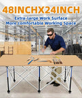Six-Leg Portable Folding Workstand, Heavy Duty Foldable Workbench Built to Haul Up to 2425 Lbs, No Assembly Required, Collapsible with Storage Bag for Workshop, Garage, and Outdoor Diy Projects with 48x24 inch surface
