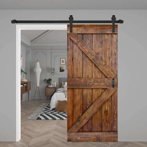 36In By 84In Solid Walnut Barn Door With Hardware Track Kit Assembly Required Full Solid Wood Construction Rustic Farmhouse Style