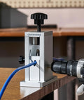 Drill Powered Wire Stripper Machine With Adjustable Feed Hole For Scrap Copper Wire 0.06 To 0.09 Inch in action on table
