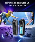 Hit Different 3D VR Headset With Insane Bluetooth Controller shown with mobile device, gaming graphics, and vibrant color effects.