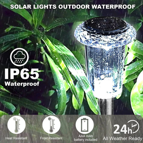 Solar Pathway Lights Outdoor IP65 Waterproof Stainless Steel Landscape Lighting for Yard Patio Lawn Walkway Garden Cool White LED All Weather Compact Design