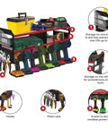 Wall mount cordless drill charging station with eight drill holders, heavy duty power tool organizer, two shelves, screwdriver and pliers holder.