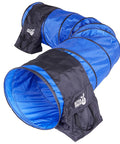 Backyard Dog Agility Set 3 Piece Essential Agility Equipment For Canine Training With A 10 Foot Tunnel in blue and black