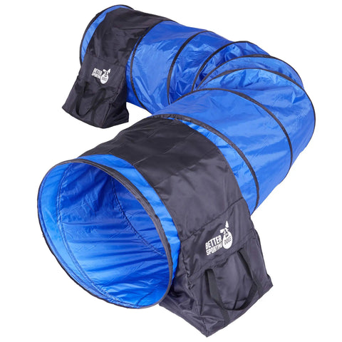 Backyard Dog Agility Set 3 Piece Essential Agility Equipment For Canine Training With A 10 Foot Tunnel in blue and black