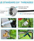 Outdoor Patio Misting System Kit For Cooling, 75 Feet With 28 Brass Nozzles And Three Quarter Inch Adapter, showing connections and adapter parts