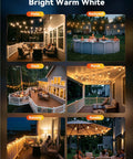 101Ft Outdoor LED String Lights Waterproof With 31 Shatterproof S14 Vintage Edison Bulbs lighting patio, backyard, deck, porch, balcony, and gazebo.