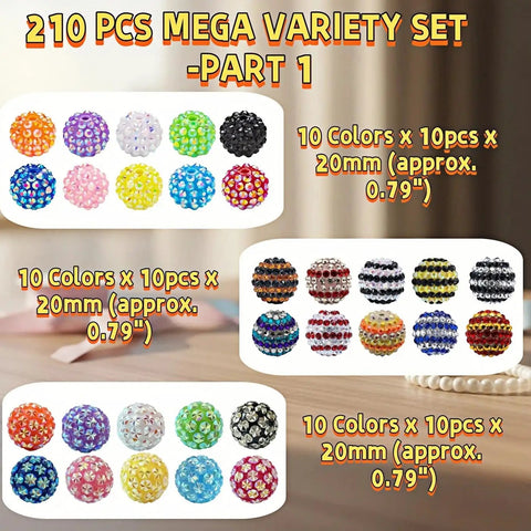 Beadable Pen Kit With 210 Piece Set Featuring 20mm Bubblegum Beads Displayed in Assorted Colors, Part of DIY Kit