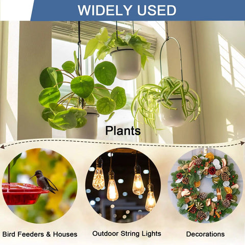 30 Pack Q Hanger Hooks With Safety Buckle Windproof Screw Hooks for plants and decorations indoors.