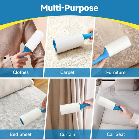 Extra Sticky Lint Roller With 600 Sheets, Easy Spiral Tear For Effortless Sheet Removal, Ergonomic Handle cleaning clothes, carpet, furniture, bed sheets, curtains, and car seat