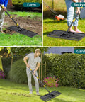 Heavy Duty Lawn Leveling Rake For Yard And Garden 26 By 25 Inch Leveler in use on farm, backyard, and garden settings
