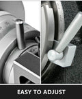Close-up of adjustment levers on 8 Inch Horizontal and Vertical Rotary Table for Milling Machines with 3 Slots MT 3 Compatible