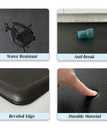 Three Quarter Inch Thick Anti Fatigue Kitchen Mat For Floor Non Slip Standing Desk Mat Waterproof Cushioned Rug features