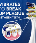 Next Level Battery Powered Electric Toothbrush With Durable Medium Bristles eliminates plaque with vibrating bristles between teeth.