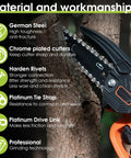 Super Sharp 6 Inch Mini Chainsaw Chain 5 Pack Compatible With Ryobi 18V Pruning Saw, showing premium German steel chain on tree.