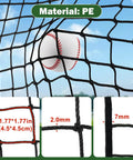 Heavy Duty Baseball Batting Cage Net 10x10x20 Feet With 10 Carabiners And 4 Tie Ropes Durable Nylon detail showing net with baseball