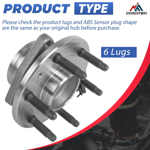 Front Wheel Hub Bearing Assembly 6 Lug 2WD ABS Direct Fit OE Replacement 515097 for 2007-2014 Chevy Silverado