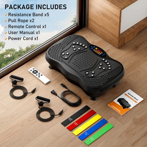 Vibration Plate Exercise Machine For Full Body Workouts, 130 Levels Of Vibration, Lymphatic Drainage And Weight Loss, 450 Lb Capacity, Shake Platform With Resistance Bands And Bluetooth