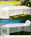 10x30 White Canopy Tent With 5 Removable Sidewalls And Windows Waterproof UV Blocking Outdoor Party Gazebo For Events