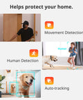 Security features of 2K Pan Tilt Baby Monitor Camera With Two Way Talk Indoor Security Cam Night Vision Privacy Mode Alexa Compatible.