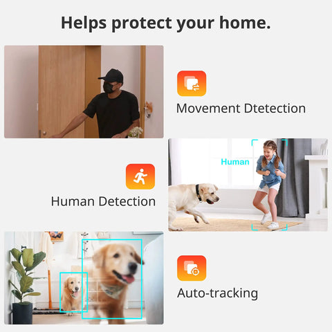 Security features of 2K Pan Tilt Baby Monitor Camera With Two Way Talk Indoor Security Cam Night Vision Privacy Mode Alexa Compatible.