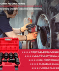Mechanic using Eight Piece Deep Impact Socket Set One Half Inch Drive For Wheel Axle Nut Wrench High Torque Six Point Imperial Sockets